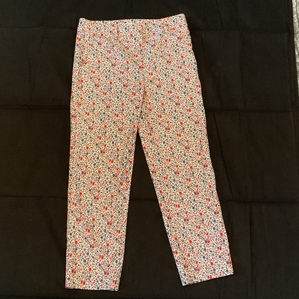 LOFT Floral Print Casual Bottoms - Red and Blue